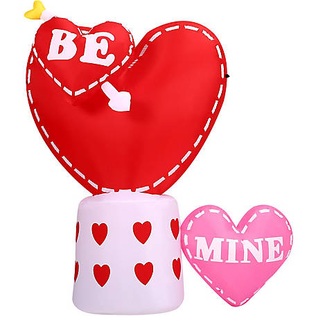 Fraser Hill Farm 6 ft. Light Up Valentine's Day Hearts with Arrow Inflatable, FREDHEART061-L