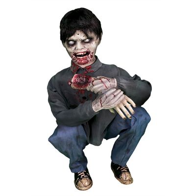 Haunted Hill Farm 31 in. Limb Eating Zombie Boy Halloween Animatronic, Plug in or Battery Operated