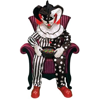 Haunted Hill Farm Sitting Scareclown Animatronic, Plugin or Battery Operated, HHSTCLOWN-FLSA