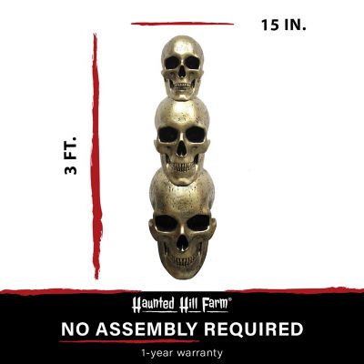 Image showing  3 ft. Golden Skull Stack Prelit LED Resin Figurine