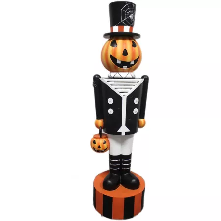 Haunted Hill Farm 4-Foot Pre-Lit Nutcracker Jack-O-Lantern LED Resin Figurine Plug-In HHRS048-1PMP-MLT Halloween Animatronics