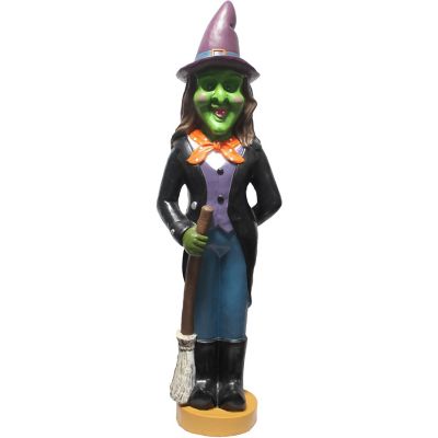 Haunted Hill Farm 4 ft. Scary Witch Holding a Broom Prelit LED Resin, Plug-In HHRS048-1WTC-MLT