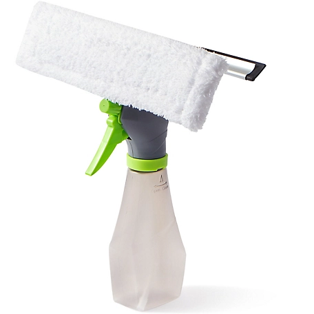 True & Tidy Glass Cleaner Spray Bottle with Built-In Squeegee, WIN150 LIME