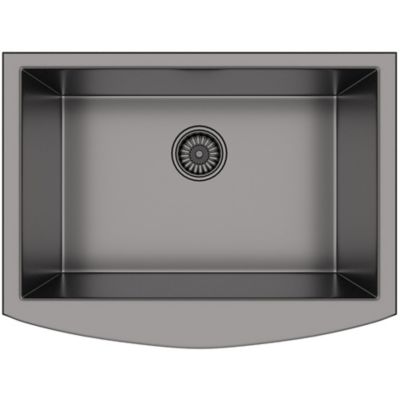 Hanover 30 in. Black Stainless Steel Flush Mount Single Bowl Sink with Rounded Apron, HANKSK30APR-BLK