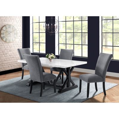 Hanover Capri 5 pc. Dining Room Set with Chairs, Table, & Wood Trestle Base, HDR015-5PC-WHT
