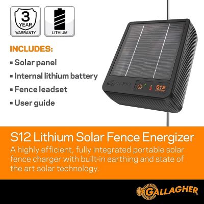 Image showing  0.12-Joule 4-Mile S12 Lithium Solar-Powered Fence Energizer
