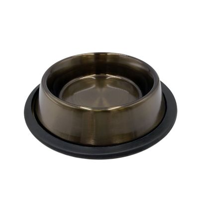 Danner Stainless Steel Anti-Skid Dog Bowl, 32 oz., Dark Pewter