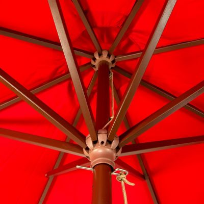 Image showing  9 ft. Classic Wood Market Patio Umbrella, Red