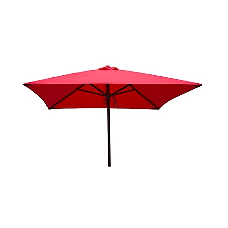 DestinationGear Classic Wood Square Patio Umbrella, 6.5 ft., Red