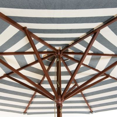 Image showing  Classic Wood Round Market Umbrella, Black and Ivory