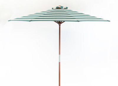 DestinationGear Classic Wood Round Market Umbrella, Teal and Ivory