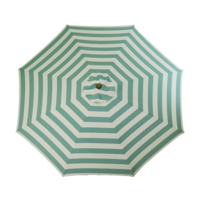 Image showing  Classic Wood Round Market Umbrella, Teal and Ivory