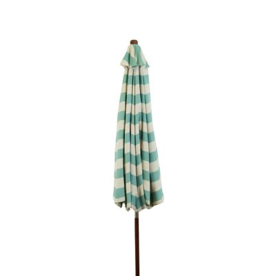 Image showing  Classic Wood Round Market Umbrella, Teal and Ivory