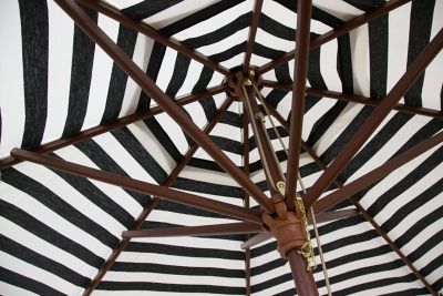Image showing  9 ft. Classic Wood Italian Stripes Patio Umbrella