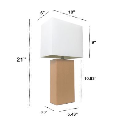 Image showing  Lexington Leather Base Bedside Table Lamp with Rectangular Fabric Shade