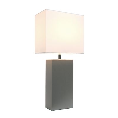 Image showing  Lexington Leather Base Bedside Table Lamp with Rectangular Fabric Shade