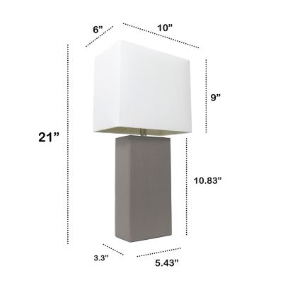 Image showing  Lexington Leather Base Bedside Table Lamp with Rectangular Fabric Shade