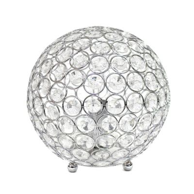 Lalia Home Elipse Contemporary Metal Crystal Round Sphere Glamourous Orb Table Lamp, 8 in., Chrome