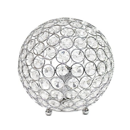 Lalia Home Elipse Contemporary Metal Crystal Round Sphere Glamourous Orb Table Lamp, 8 in., Chrome