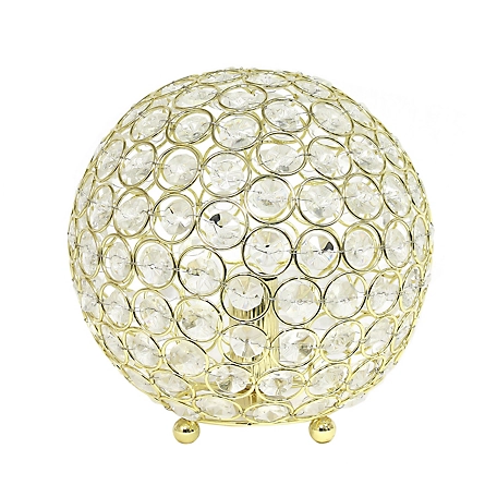 Lalia Home Elipse Contemporary Metal Crystal Round Sphere Glamourous Orb Table Lamp, 8 in., Gold