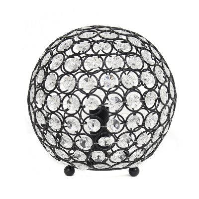 Lalia Home Elipse Contemporary Metal Crystal Round Sphere Glamourous Orb Table Lamp, 8 in., Bronze