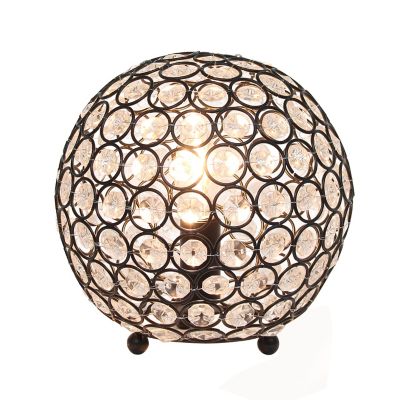 Image showing  Elipse Contemporary Metal Crystal Round Sphere Glamourous Orb Table Lamp, 8 in., Bronze