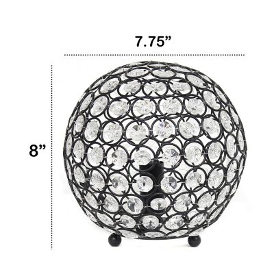 Image showing  Elipse Contemporary Metal Crystal Round Sphere Glamourous Orb Table Lamp, 8 in., Bronze