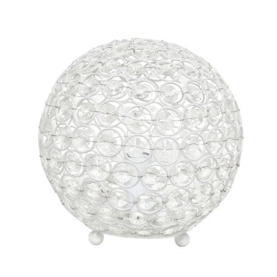 Lalia Home Elipse Contemporary Metal Crystal Round Sphere Glamourous Orb Table Lamp, 8 in., White