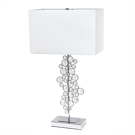 Lalia Home Lumiluxxe Contemporary Crystal Glitz and Glam Table Lamp with Fabric Rectangular Shade