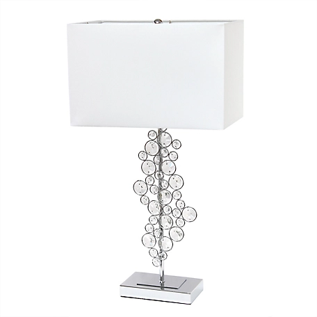 Lalia Home Lumiluxxe Contemporary Crystal Glitz and Glam Table Lamp with Fabric Rectangular Shade