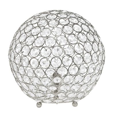 Lalia Home Elipse Contemporary Metal Crystal Round Sphere Glamourous Orb Table Lamp, 10 in., Chrome