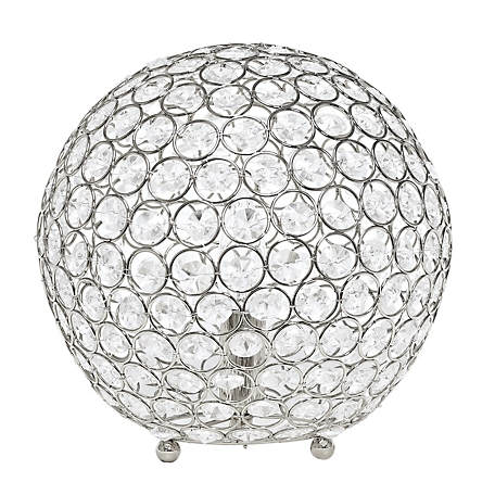 Lalia Home Elipse Contemporary Metal Crystal Round Sphere Glamourous Orb Table Lamp, 10 in., Chrome