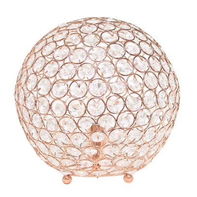 Lalia Home Elipse Contemporary Metal Crystal Round Sphere Glamourous Orb Table Lamp, 10 In., Rose Gold
