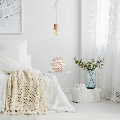 Lalia Home Elipse Contemporary Metal Crystal Round Sphere Glamourous Orb Table Lamp, 10 in., Rose Gold