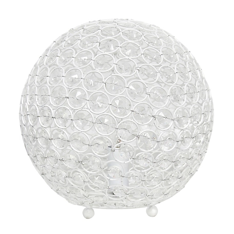 Lalia Home Elipse Contemporary Metal Crystal Round Sphere Glamourous Orb Table Lamp, 10 in., White