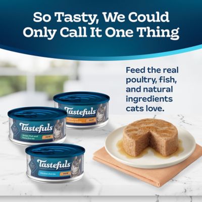 Image showing  All Life Stages Chicken, Turkey/Chicken, Ocean Fish/Tuna Pate Wet Cat Food pk., 5.5 oz., Cans, 24 pk.