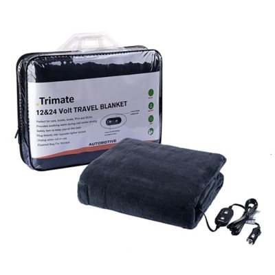 Trimate Plush Electric Car Heated Blanket, Charcoal