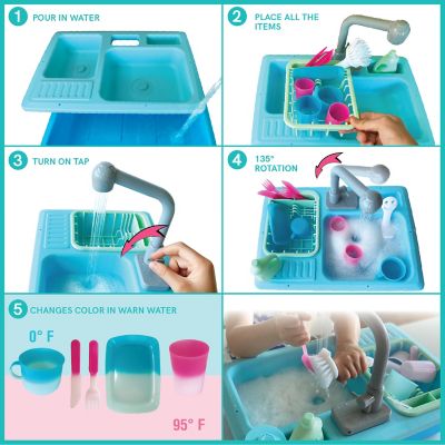 Image showing  Splashfun Wash-Up Kitchen Sink Play Set with Running Water, FR2002