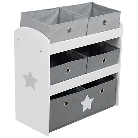 roba Play Shelf - Grey Stars - Children's Multi-Bin Toy Organizer, 450159D221