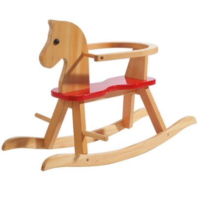 roba Wooden Rocking Horse - Neutral & Red - Solid Wood Lacquered, 6918