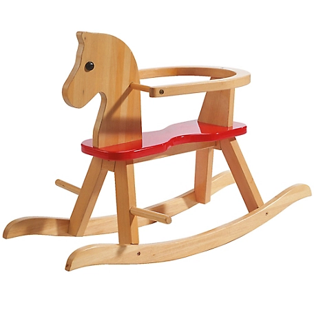 roba Wooden Rocking Horse - Neutral & Red - Solid Wood Lacquered, 6918