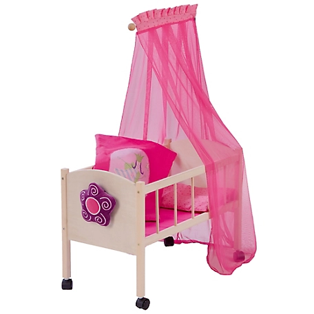 roba Doll Canopy Bed: Happy Fee - Pink - Includes a Canopy, Blanket & Pillow