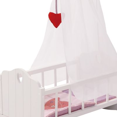Image showing  Doll Cradle Set: Fienchen - Heart, Pink & White - Includes Hanging Mobile, 98335