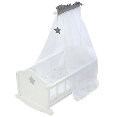 roba Doll Cradle Set: Stella - Star, Gray & White - Includes Hanging Mobile, 98535