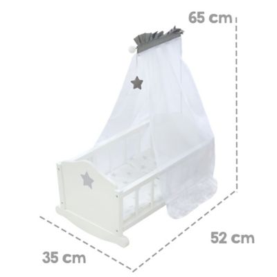 Image showing  Doll Cradle Set: Stella - Star, Gray & White - Includes Hanging Mobile, 98535