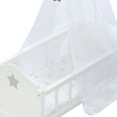 Image showing  Doll Cradle Set: Stella - Star, Gray & White - Includes Hanging Mobile, 98535