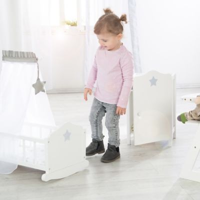 Image showing  Doll Cradle Set: Stella - Star, Gray & White - Includes Hanging Mobile, 98535