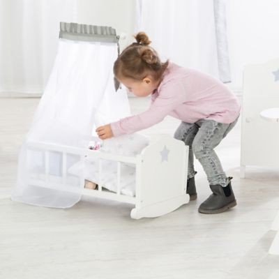 Image showing  Doll Cradle Set: Stella - Star, Gray & White - Includes Hanging Mobile, 98535