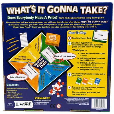 Image showing  What's It Gonna Take Board Game by Zobmondo!! Family game for teens and adults, 78984-1