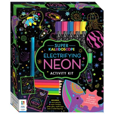 Hinkler Super Kaleidoscope - Electrifying Neon Activity Kit - Coloring Book with Neon Stationery and Stickers, 9781488953460